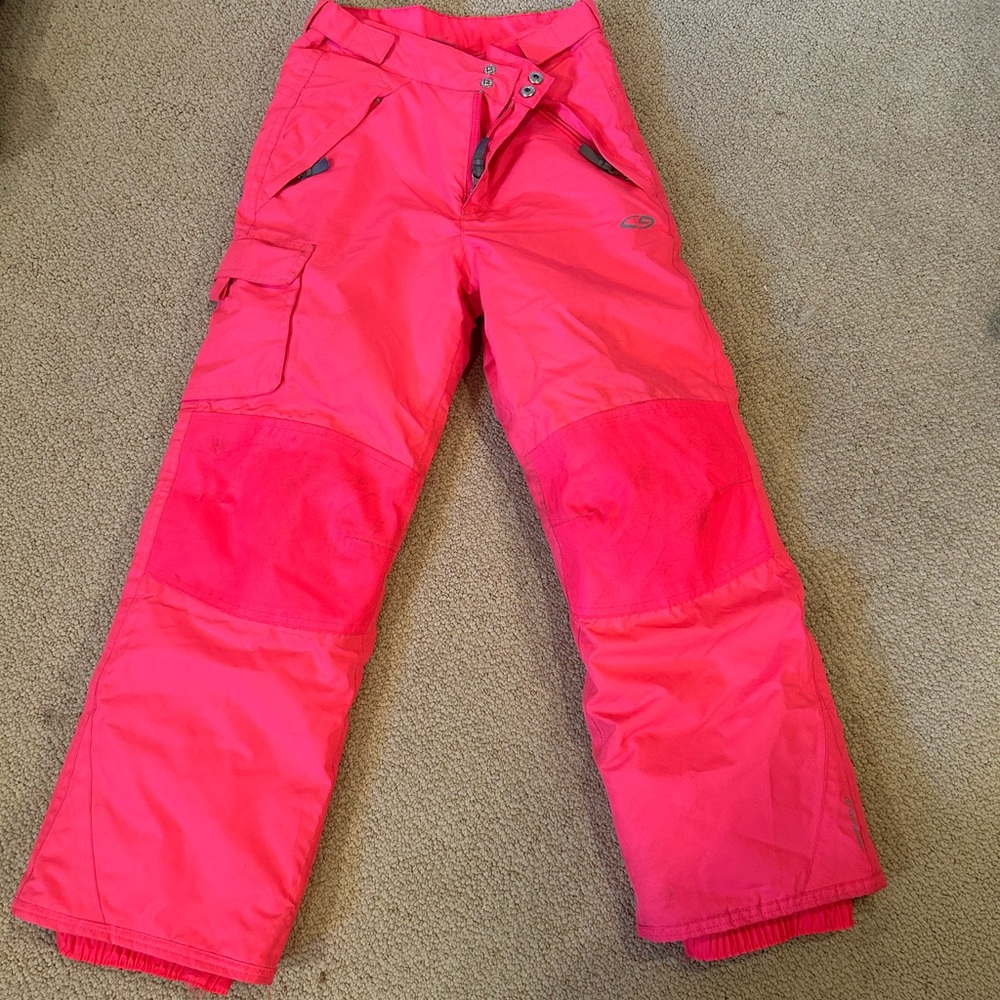 Youth champion girls snow pants- pink, size medium 7/8.